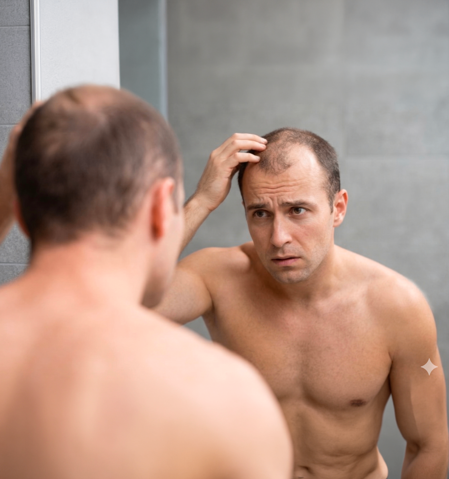 Uomo sicuro di sé con capelli folti dopo trapianto